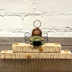Vintage Hand Crafted Christmas Angel Pottery Decor “Joy To The World” Holidays